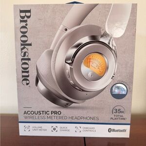 Brookstone Silver Wireless Headphones with VU Meter